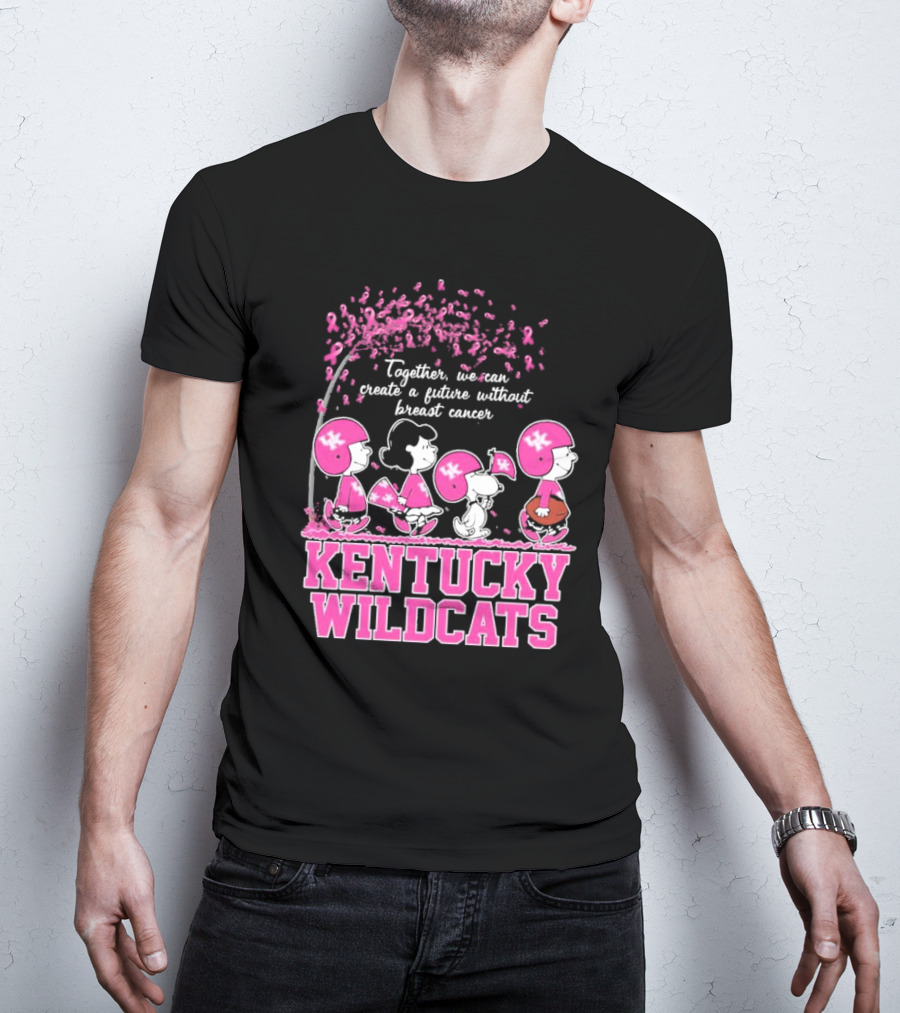 Peanuts Characters Kentucky Wildcats Together We Can Create A Future Without Breast Cancer T-Shirt