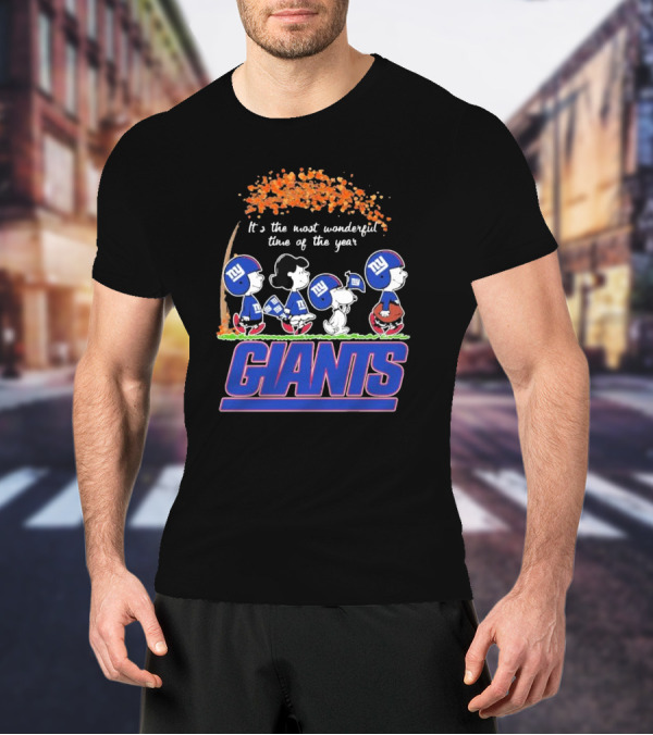 Peanuts Characters New York Giants Most Wonderful Time Of The Year Giants T-Shirt