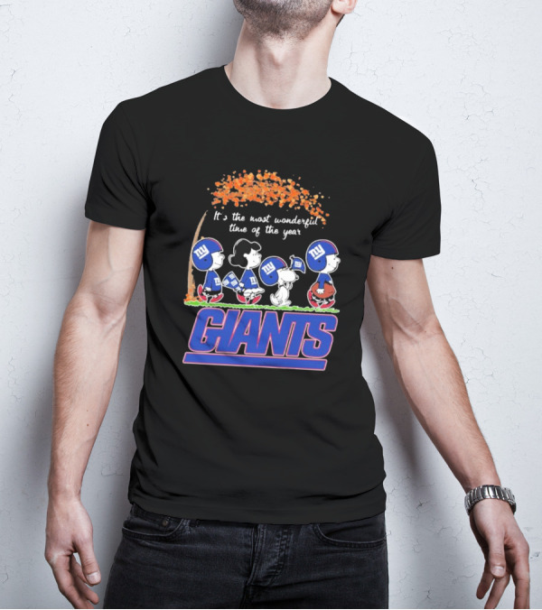 Peanuts Characters New York Giants Most Wonderful Time Of The Year Giants T-Shirt