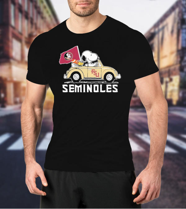 Peanuts Snoopy And Woodstock Florida State Seminoles FSU Car Seminoles T-Shirt