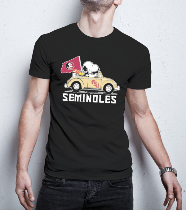 Peanuts Snoopy And Woodstock Florida State Seminoles FSU Car Seminoles T-Shirt