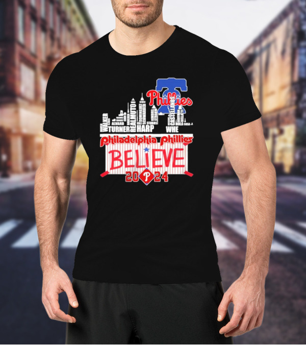 Philadelphia Phillies Believe Skyline Players Names October T-Shirt