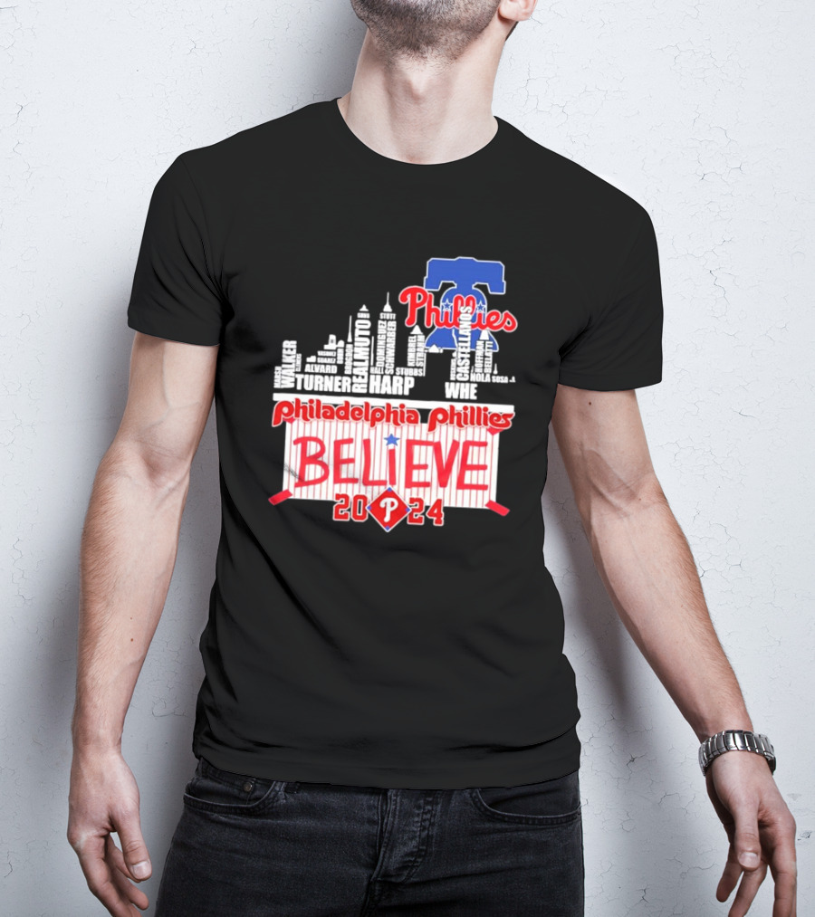 Philadelphia Phillies Believe Skyline Players Names October T-Shirt
