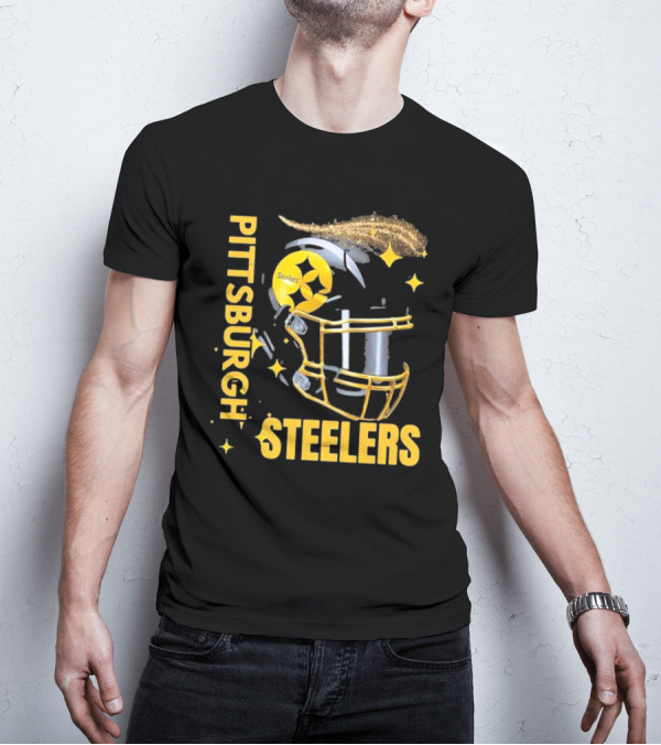 Pittsburgh Steelers Glitter Helmet Football Team T-Shirt