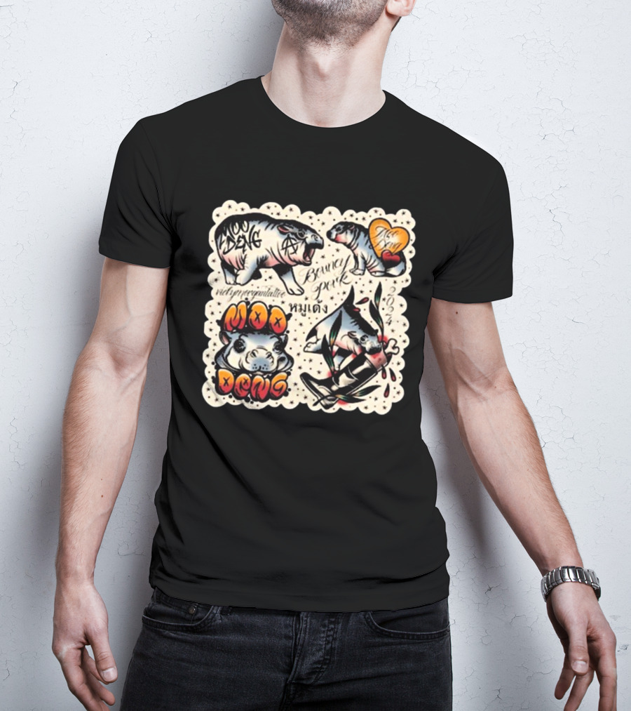 Vicky Morgan Tattoo Art Moo Deng Bouncy Pork T-Shirt