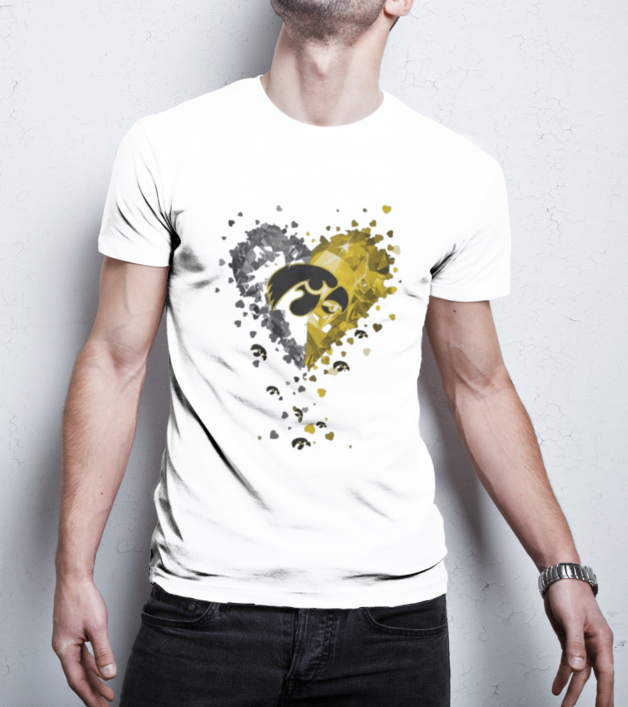 Heart Diamonds Crystal Hawkeyes Iowa Heart T-Shirt