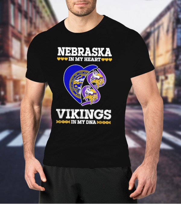 Nebraska In My Heart Vikings In My DNA State Seal Vikings T-Shirt