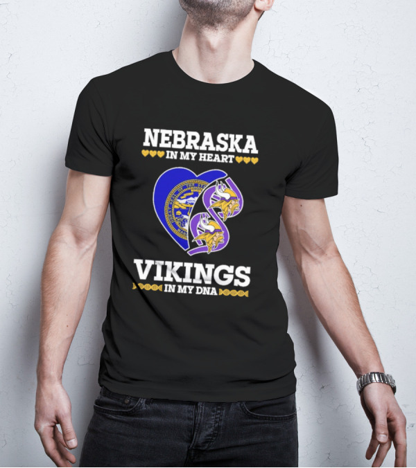 Nebraska In My Heart Vikings In My DNA State Seal Vikings T-Shirt