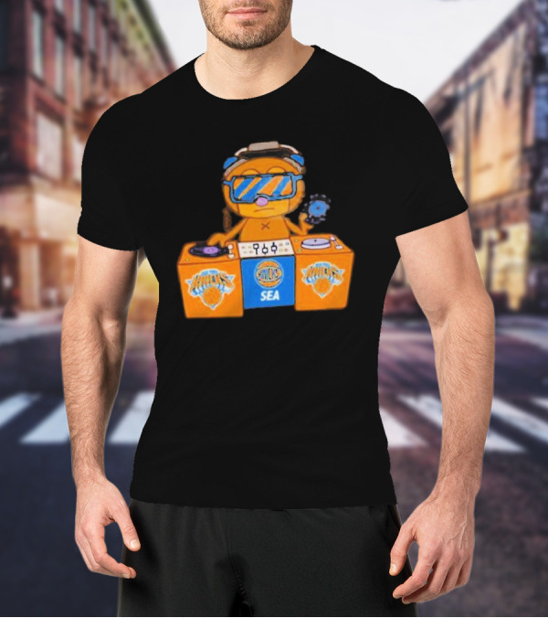 NY Knicks SEA X Parappa The Rapper DJ Setup T-Shirt