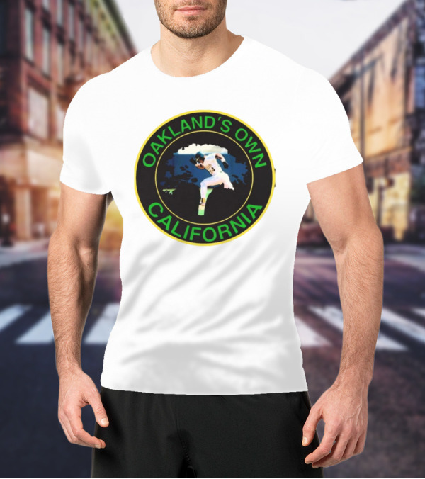 Oakland’s Own California Baseball Player Icon In Green And Yellow Circle T-Shirt