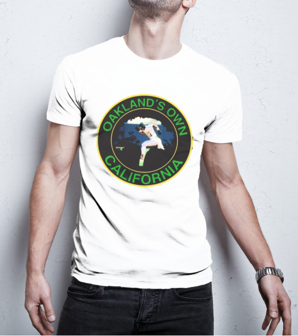 Oakland’s Own California Baseball Player Icon In Green And Yellow Circle T-Shirt