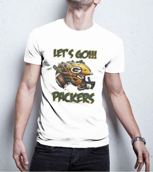 Let’s Go Packers Helmet Green Bay Football Match T-Shirt