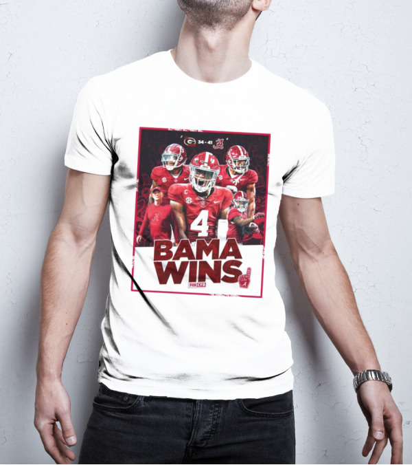 Bama Wins Alabama Crimson Tide 41-34 Georgia Bulldogs Fox CFB T-Shirt