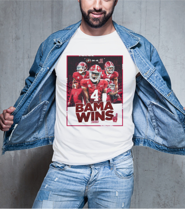 Bama Wins Alabama Crimson Tide 41-34 Georgia Bulldogs Fox CFB T-Shirt