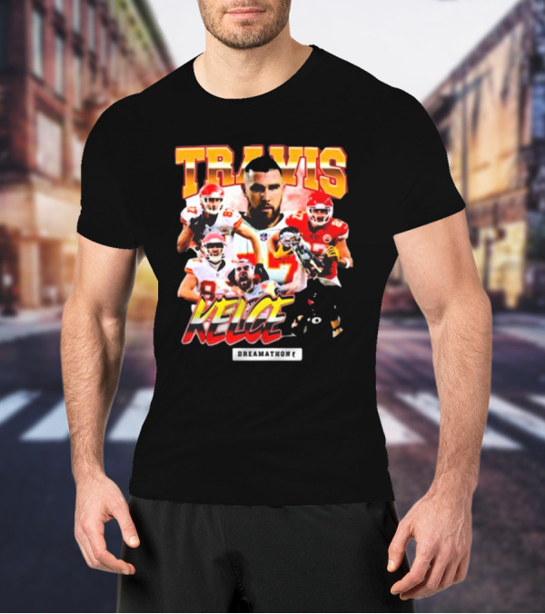 Travis Kelce Kansas City Chiefs Dreamathon Football Player Collage T-Shirt
