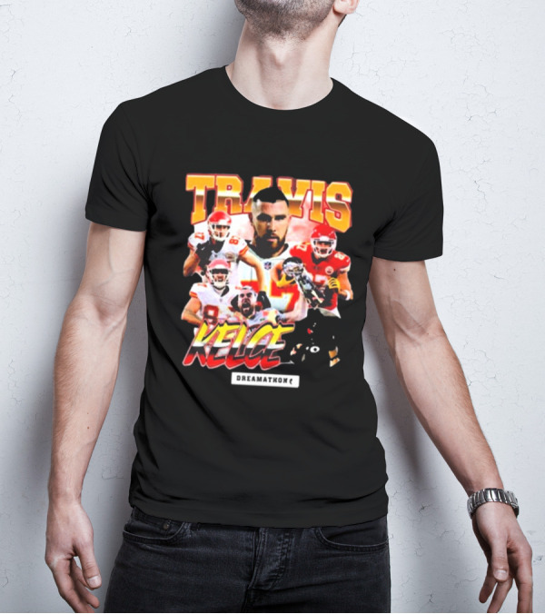 Travis Kelce Kansas City Chiefs Dreamathon Football Player Collage T-Shirt
