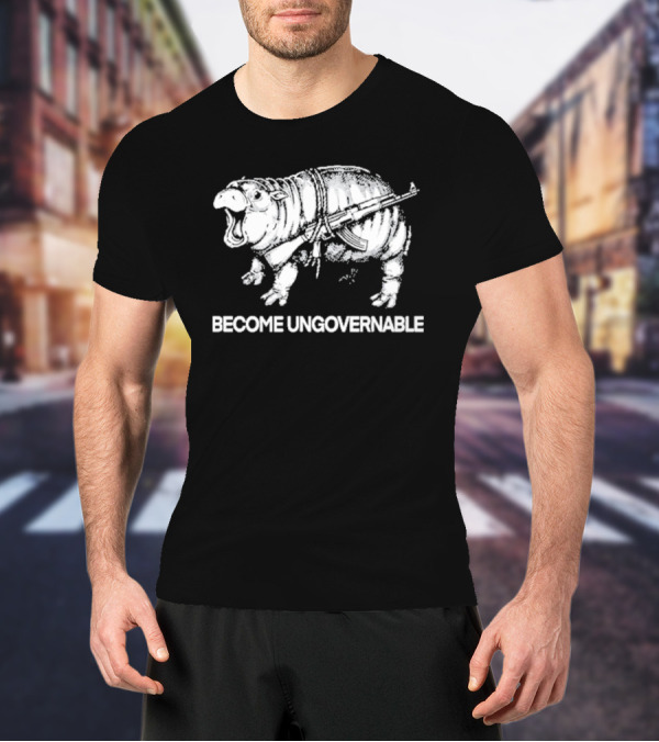 Moo Dang Hippo With Rifle Become Ungovernable T-Shirt