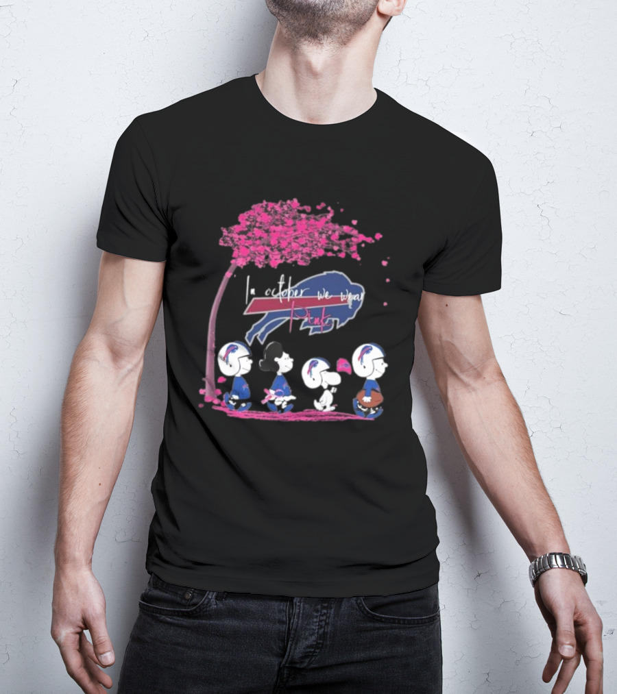Peanuts Characters Buffalo Bills October Pink T-Shirt