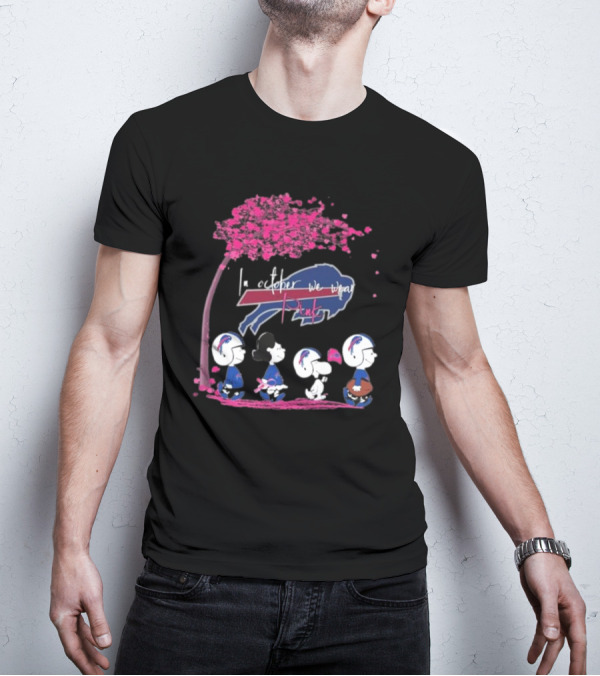 Peanuts Characters Buffalo Bills October Pink T-Shirt