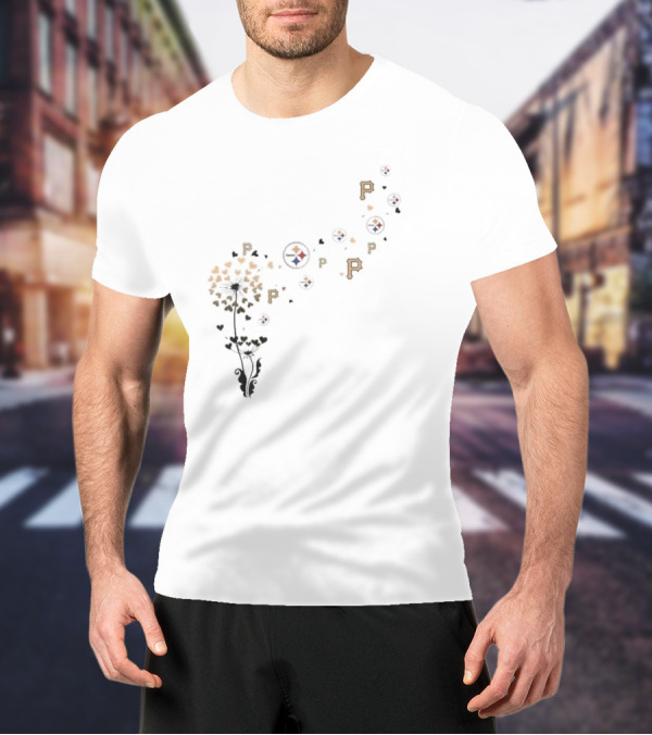 Pittsburgh Sports Teams Icons With Floral Dandelion Elements T-Shirt