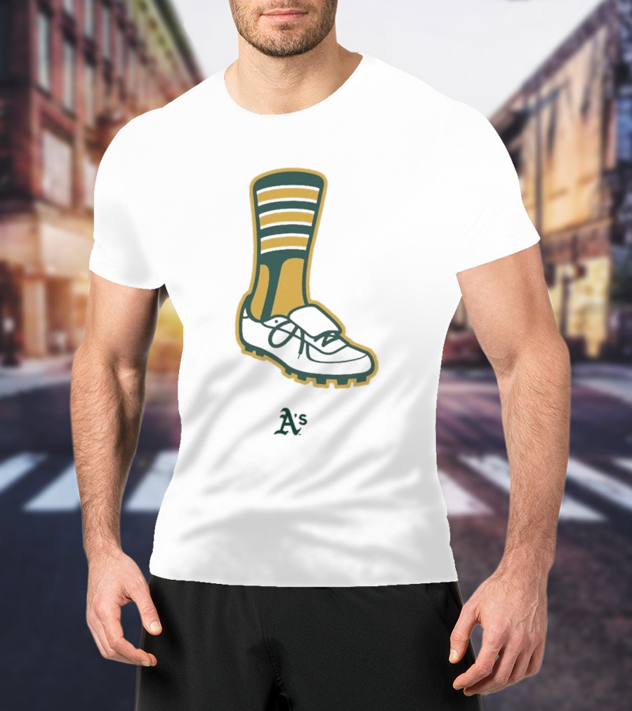 Oakland Athletics A's Iconic Green And Gold Footwear T-Shirt