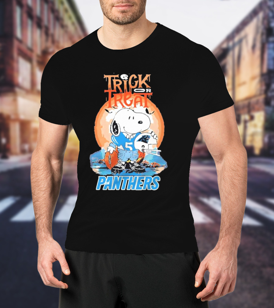 Trick Or Treat Snoopy Panthers Carolina NFL Inspired T-Shirt