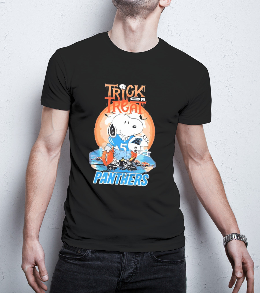 Trick Or Treat Snoopy Panthers Carolina NFL Inspired T-Shirt