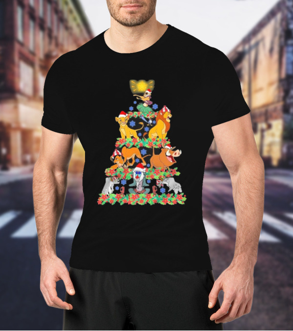 Lion King Characters Christmas Tree Very Merry Xmas Party T-Shirt