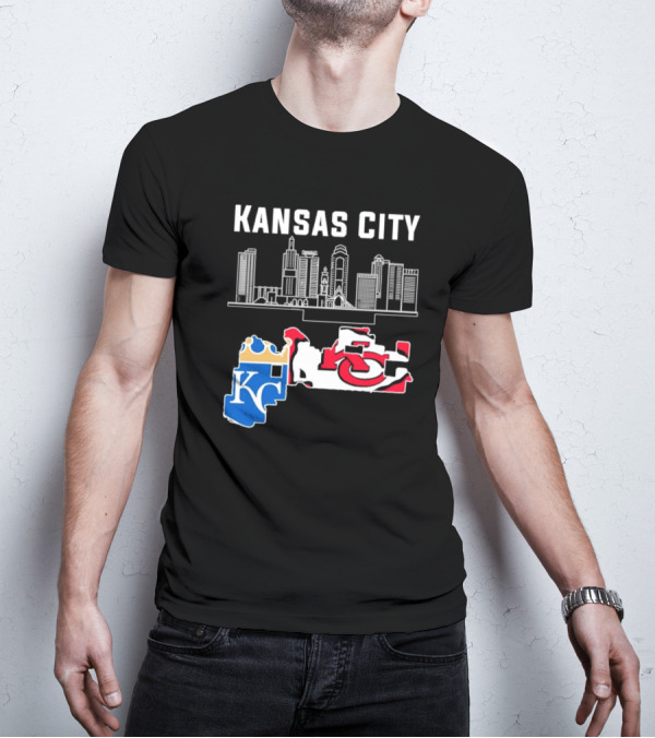 Kansas City Skyline With Chiefs And Royals T-Shirt