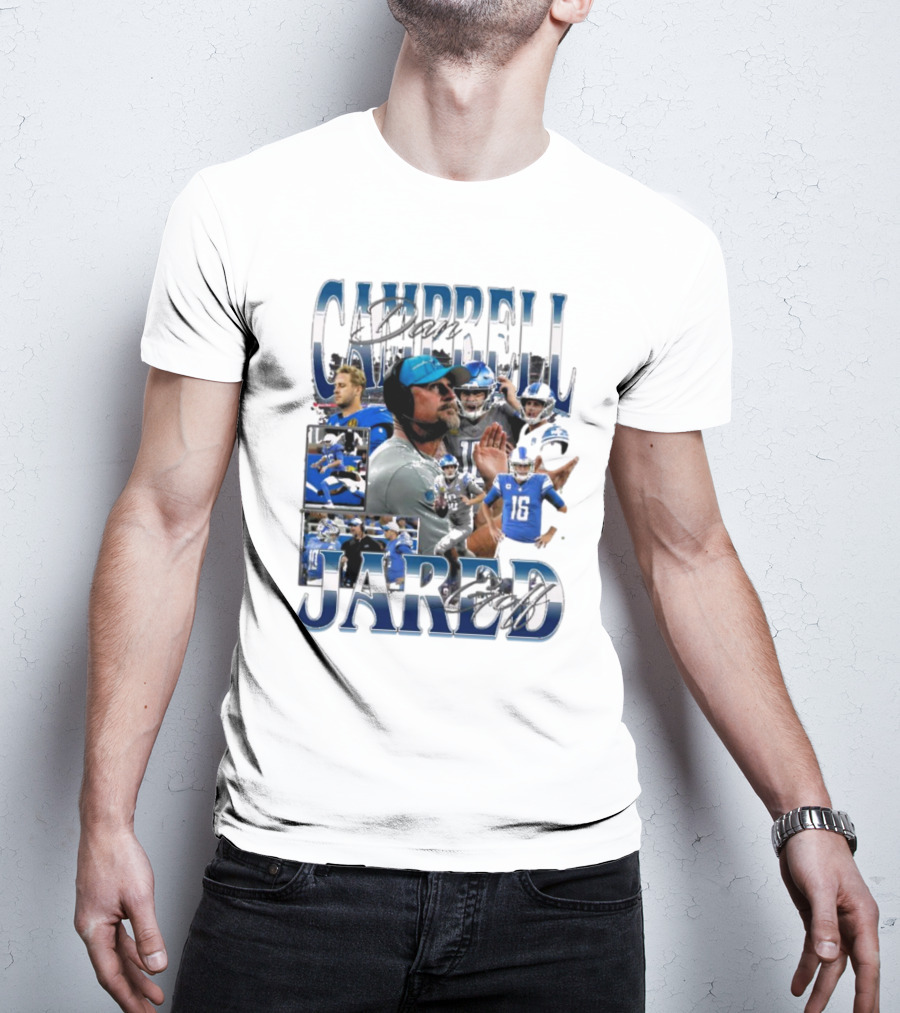 Dan Campbell Jared Goff Detroit Lions NFL Signature Players T-Shirt