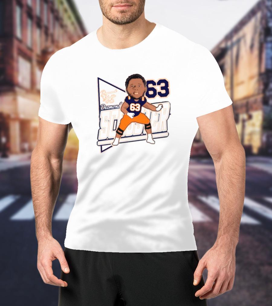 Dezmond Schuster #63 Illinois Fighting Illini Football Caricature Autograph T-Shirt