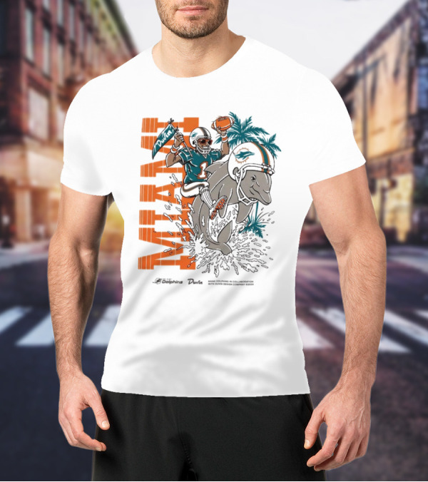 Duvin X Miami Dolphins Miami Flippin' Time With Dolphins Football And Palm Trees T-Shirt