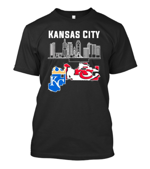 Kansas City Skyline KC Chiefs Royals Map T-Shirt