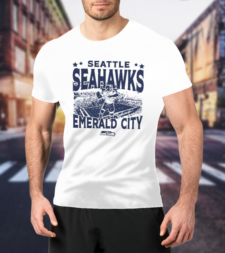 Seattle Seahawks Emerald City Stadium Gameday Vintage T-Shirt