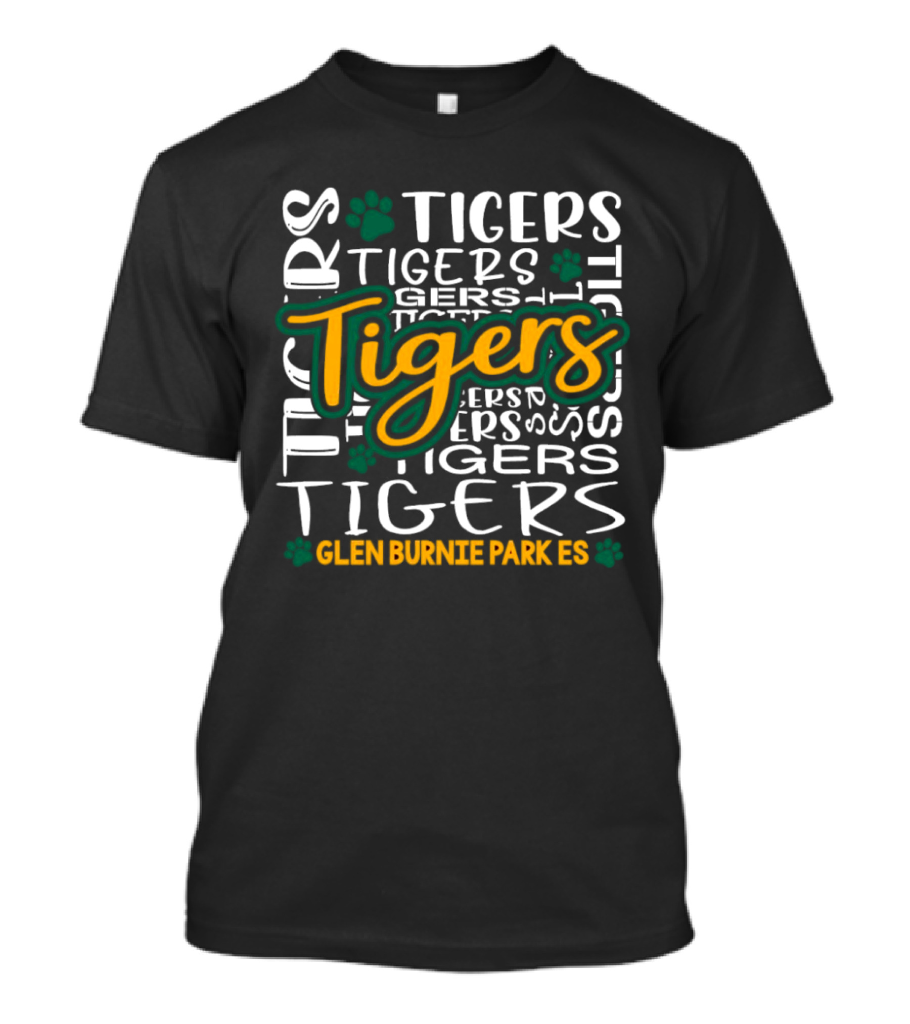 Tigers Glen Burnie Park ES School Spirit Paw Prints T-Shirt