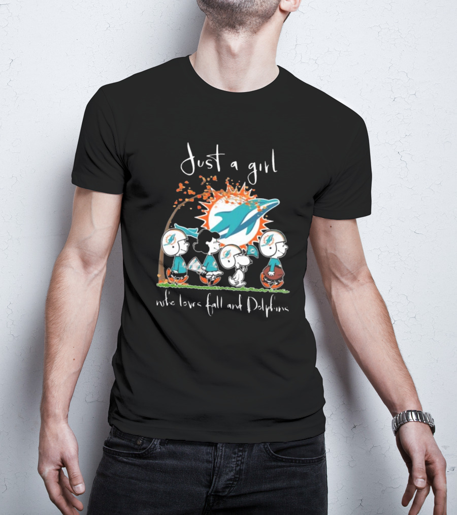 Just A Girl Who Loves Fall And Dolphins Peanuts Characters Miami T-Shirt