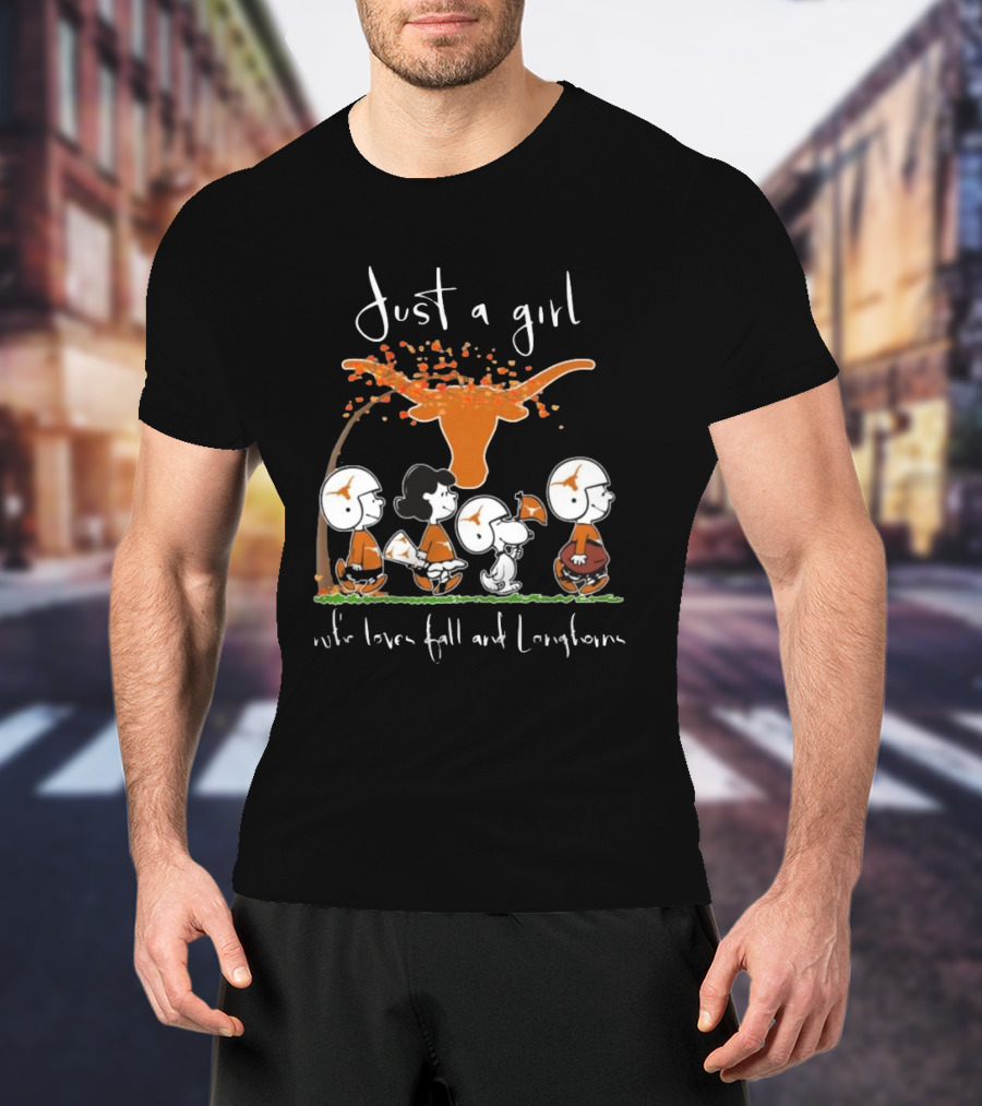 Peanuts Characters Just A Girl Who Loves Fall And Longhorns T-Shirt