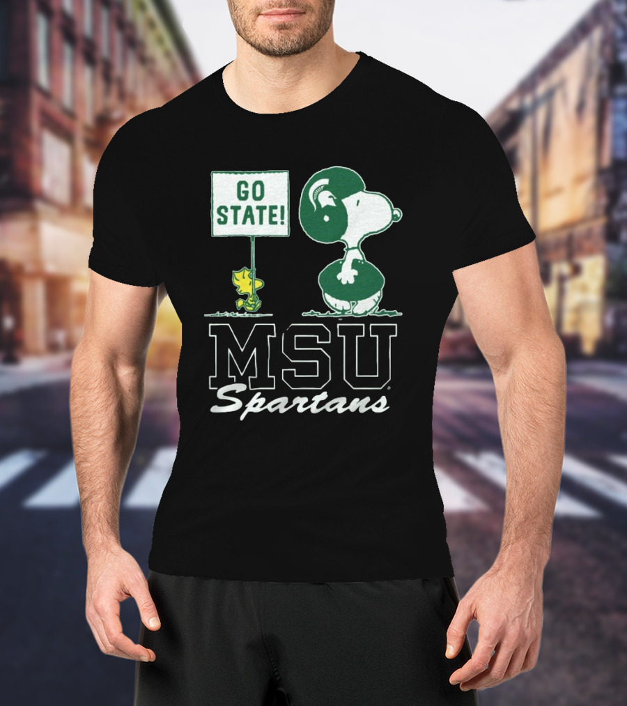 Peanuts Snoopy Woodstock MSU Spartans Go State T-Shirt