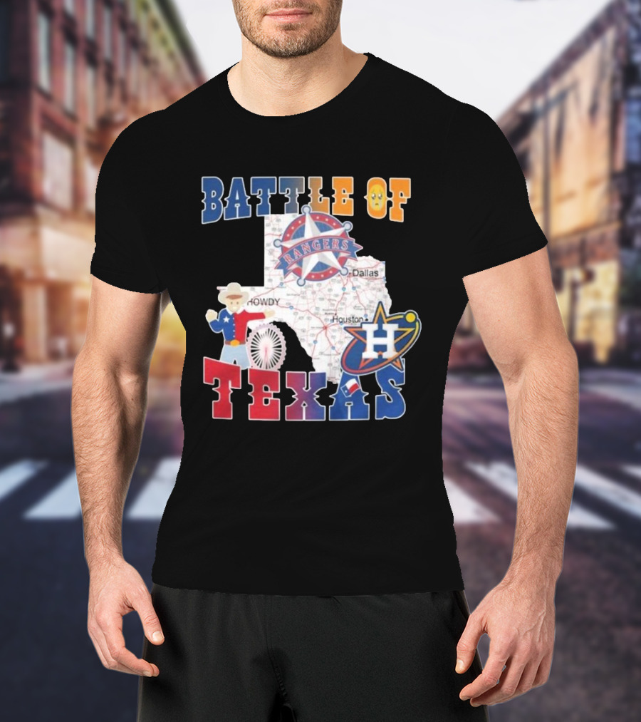 Battle Of Texas Rangers Astros Map T-Shirt