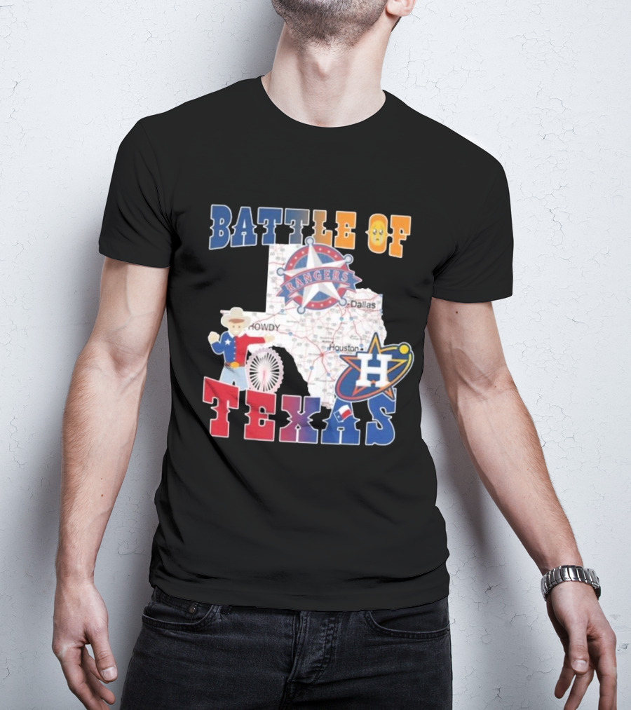 Battle Of Texas Rangers Astros Map T-Shirt