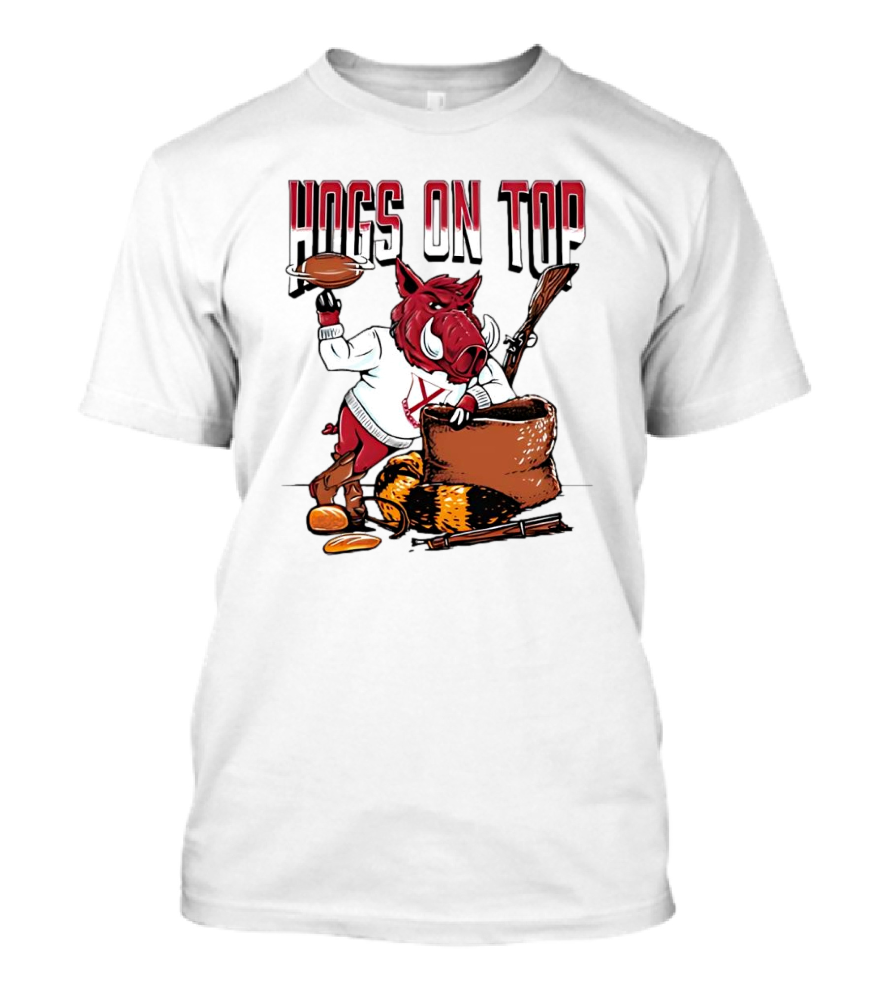 Hogs On Top Arkansas Razorbacks Football T-Shirt