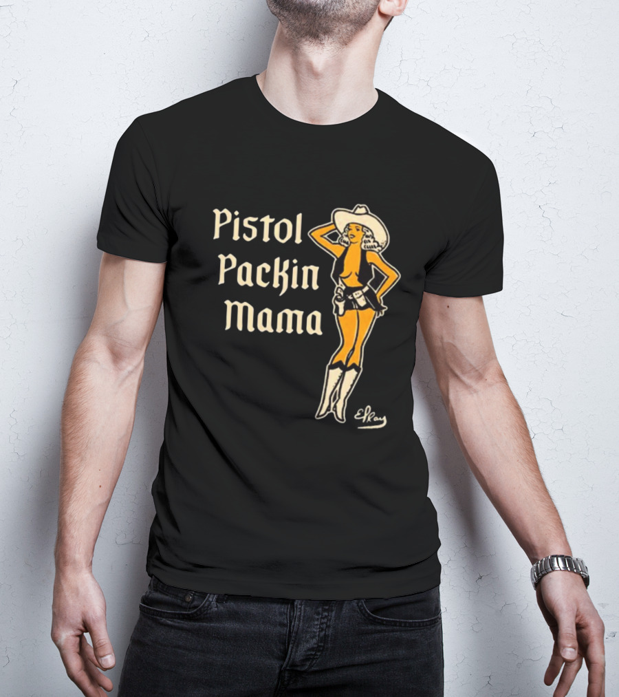 Elrayartist Pistol Packin’ Mama Vintage Cowgirl T-Shirt