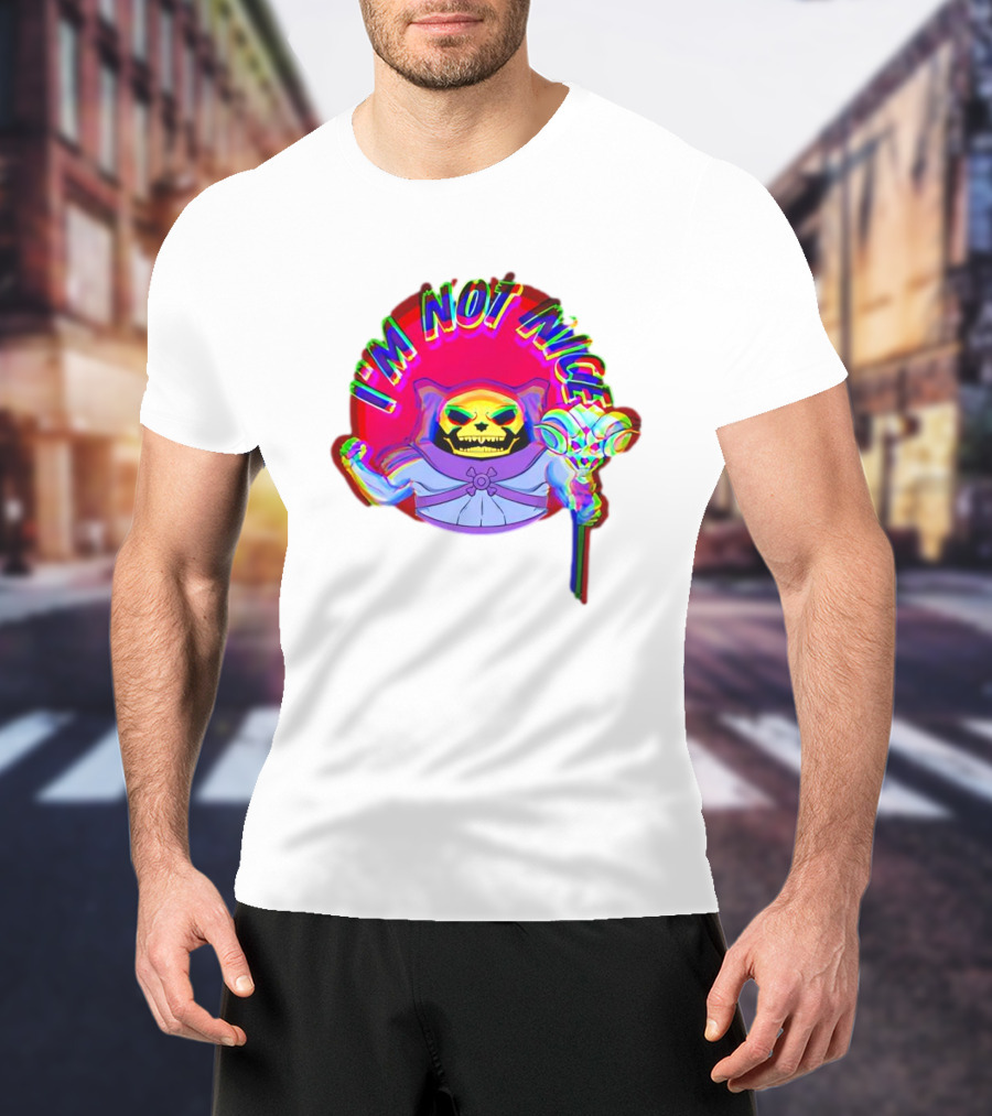 I'm Not Nice Glitch Skull Staff Villain T-Shirt