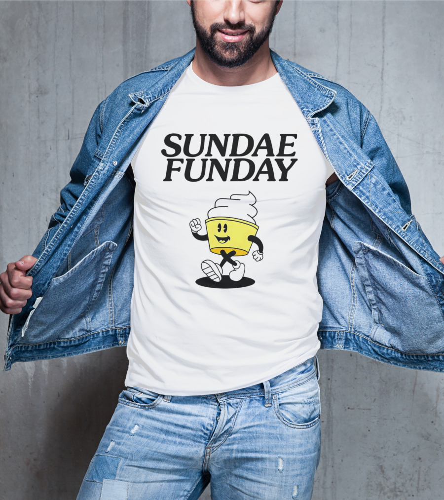 Sundae Funday Smiley Face Walking Ice Cream Cup T-Shirt