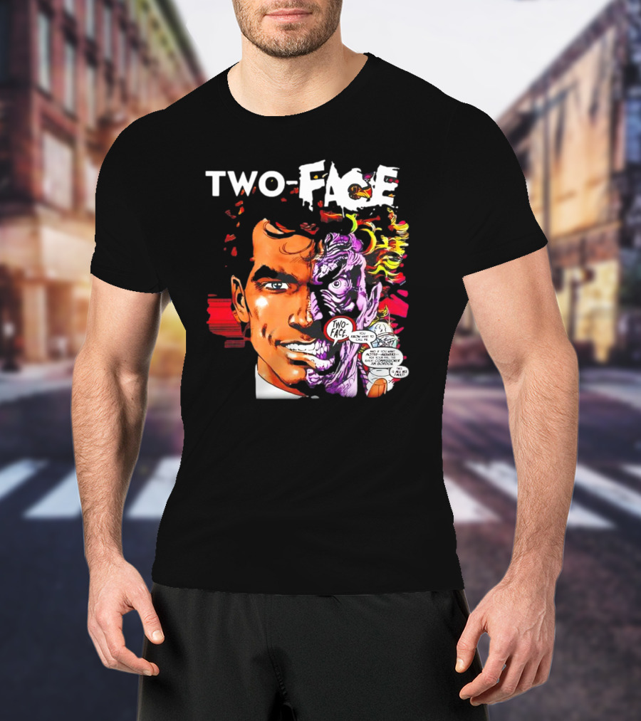 TWO-FACE DC Comics Character Split Face Villain Text Bubble T-Shirt