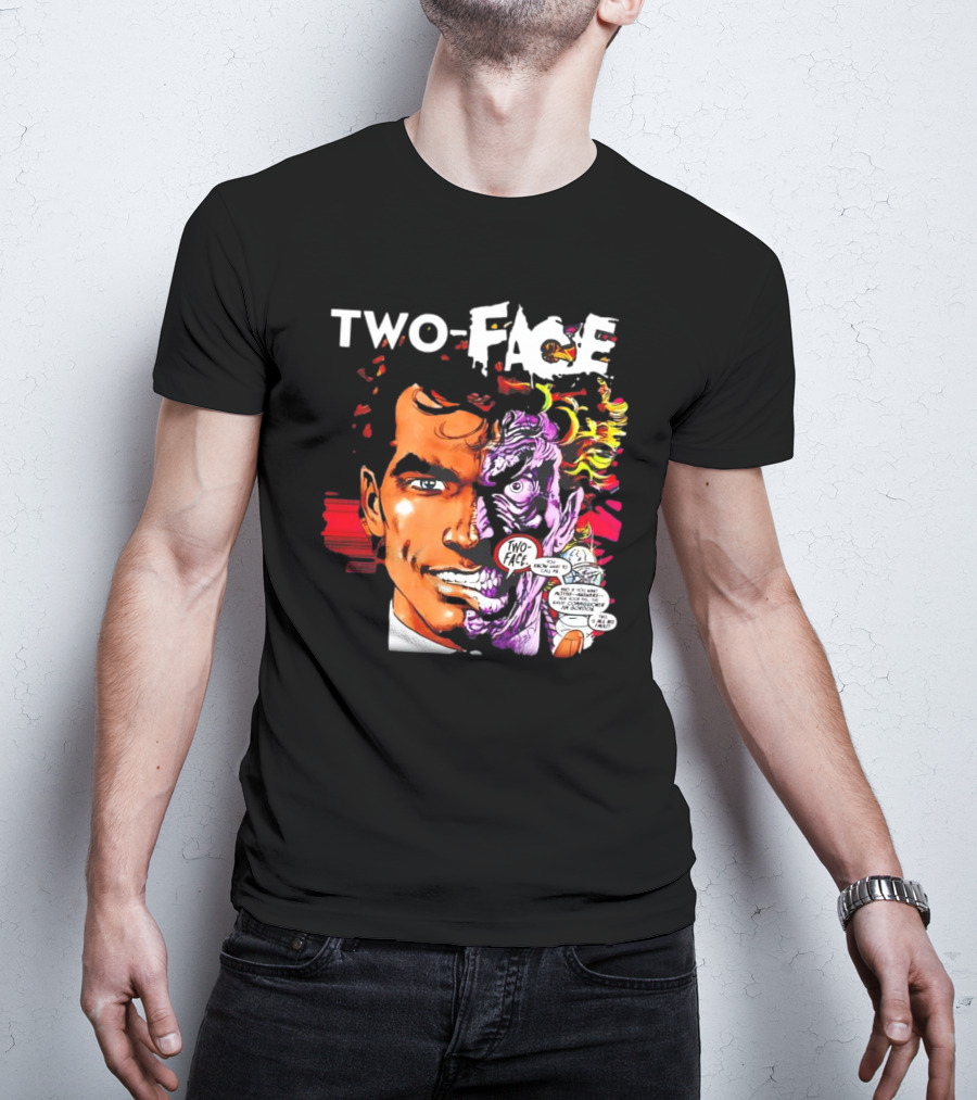 TWO-FACE DC Comics Character Split Face Villain Text Bubble T-Shirt