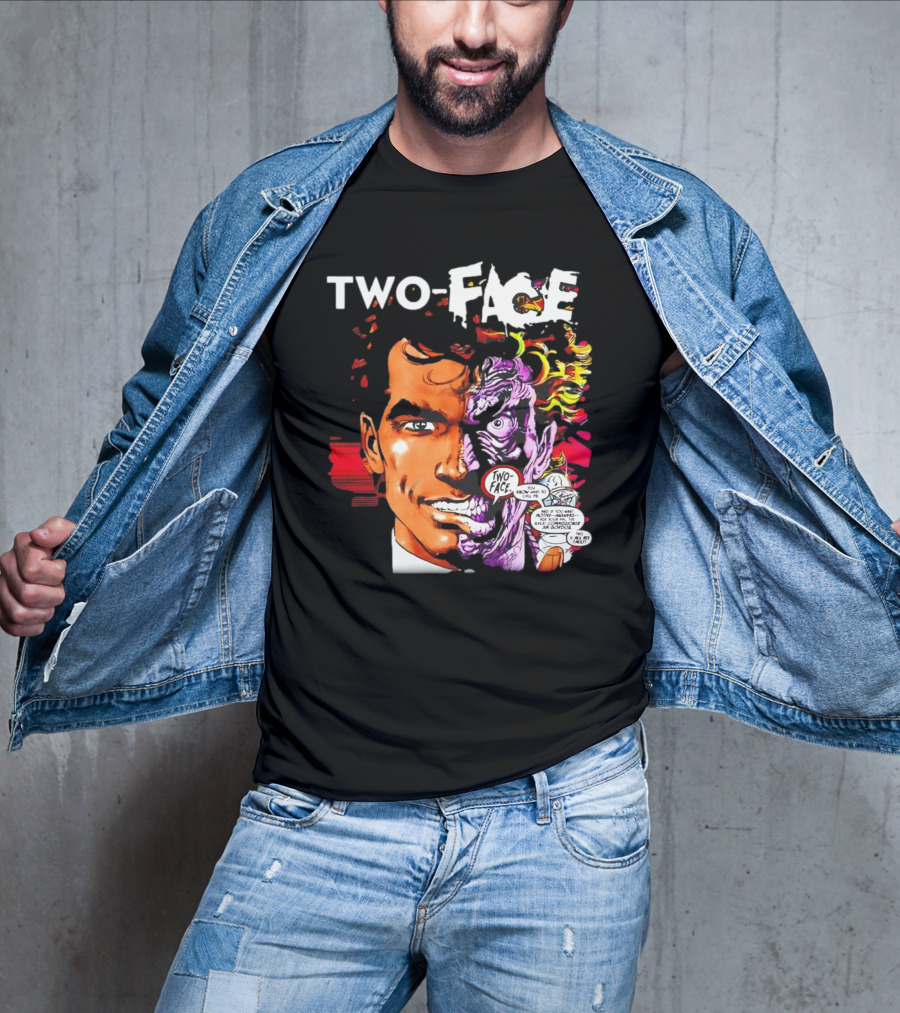 TWO-FACE DC Comics Character Split Face Villain Text Bubble T-Shirt