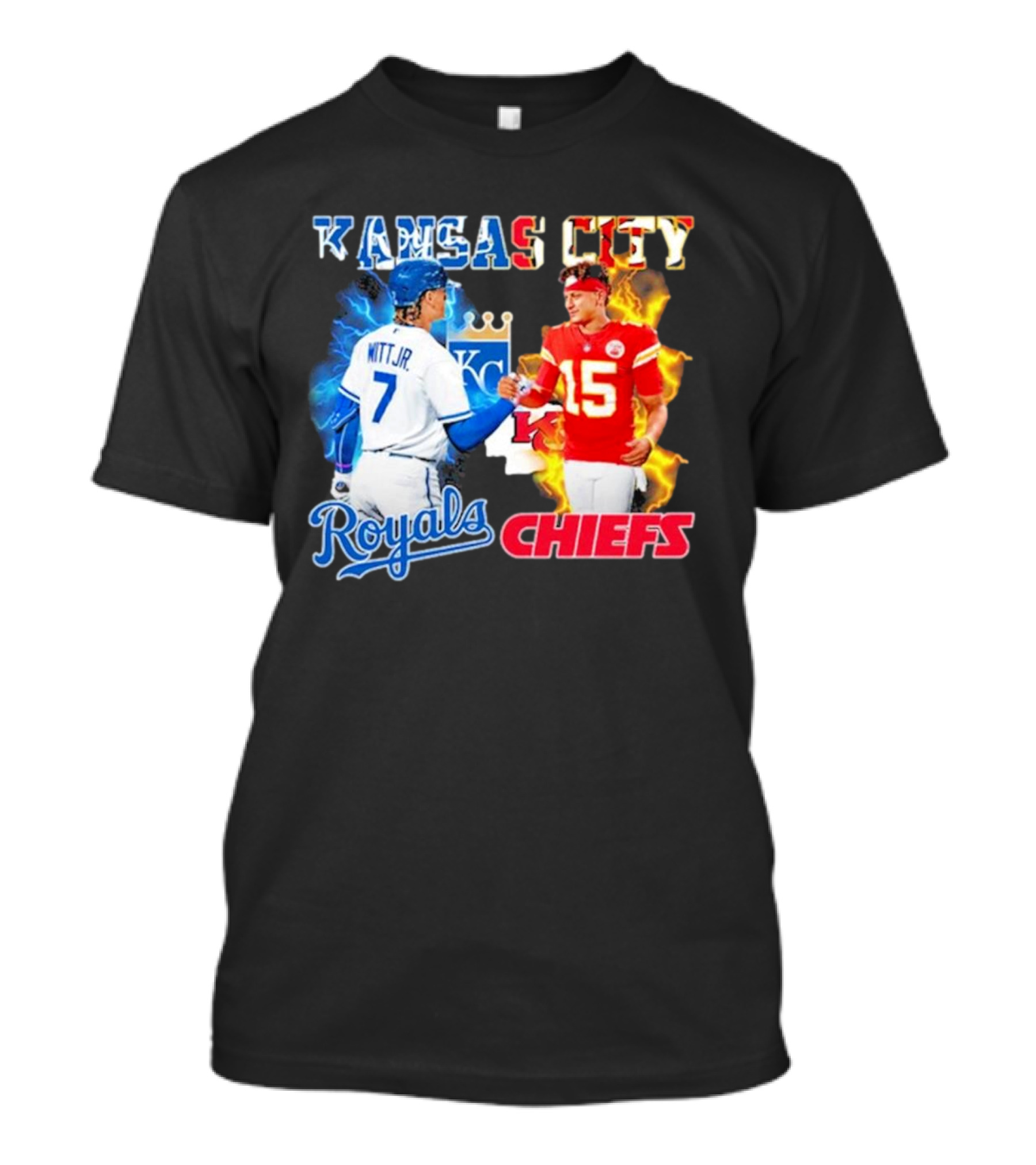 Kansas City Royals Bobby Witt Jr Shake Hands Chiefs Patrick Mahomes T-Shirt