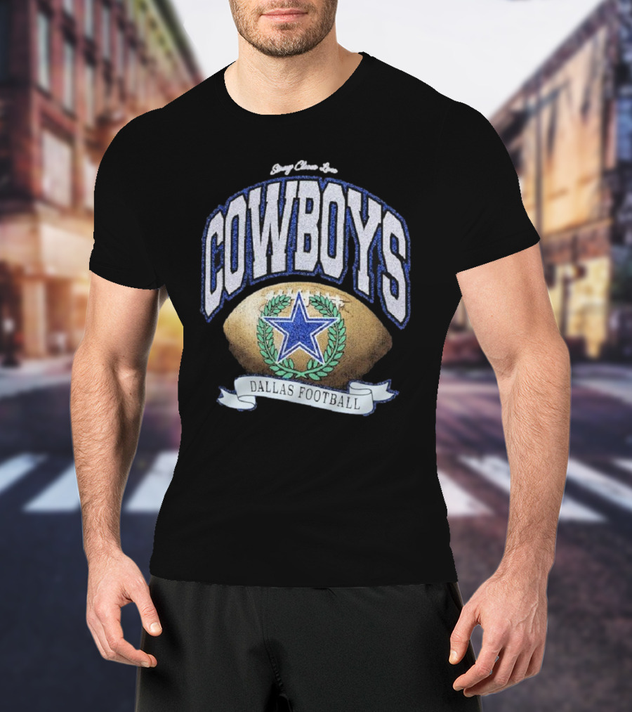 Starry Glitter Love Cowboys Dallas Football Retro Tubular Rocker T-Shirt