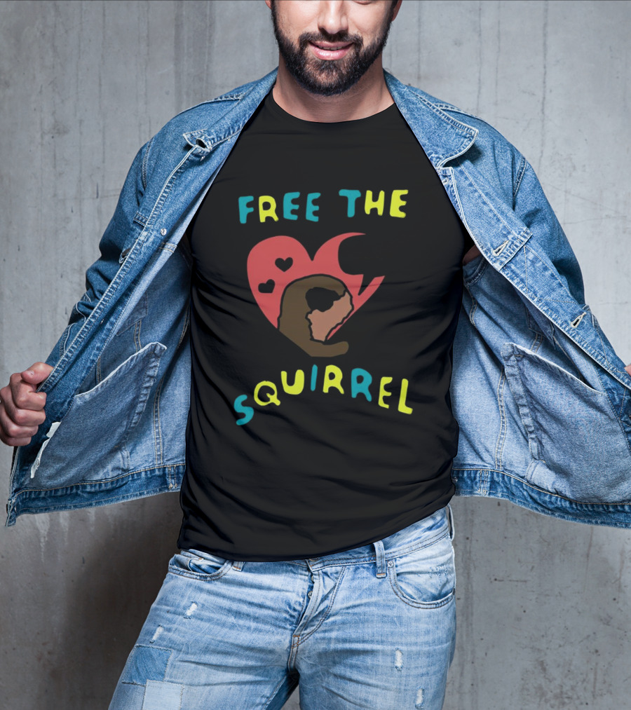 Free The Squirrel I Like Trains Heart Speech Bubble T-Shirt